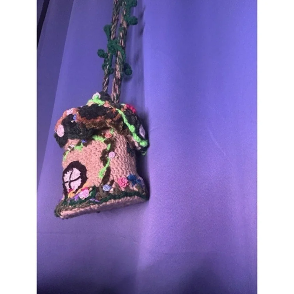Handmade 1 Of A‎ Kind Rare Crochet Fairy House Purse Knitted Festival Beautiful